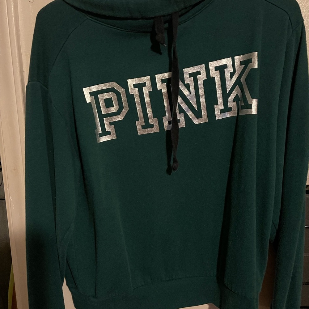 PINK Victoria's Secret Dark Green Cowl Neck Sweater
